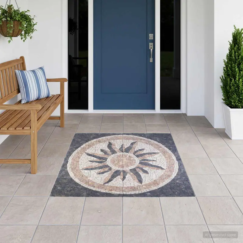 Vidaxl mozaïektegels zonnepatroon veelkleurig 120 x 120 cm marmer