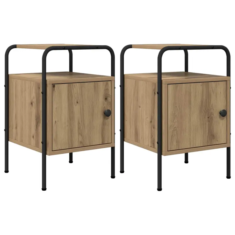 Vidaxl nachtkastje 2 st artisanaal eiken bewerkt hout