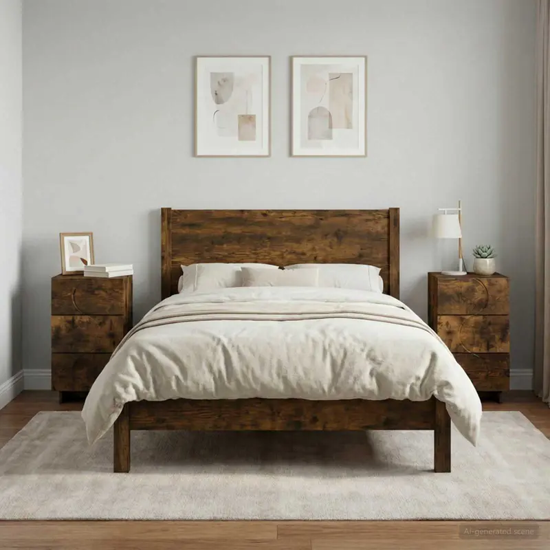 Vidaxl nachtkastje 2 st gerookt eiken 33,5 x 34,5 x 60 cm bewerkt hout