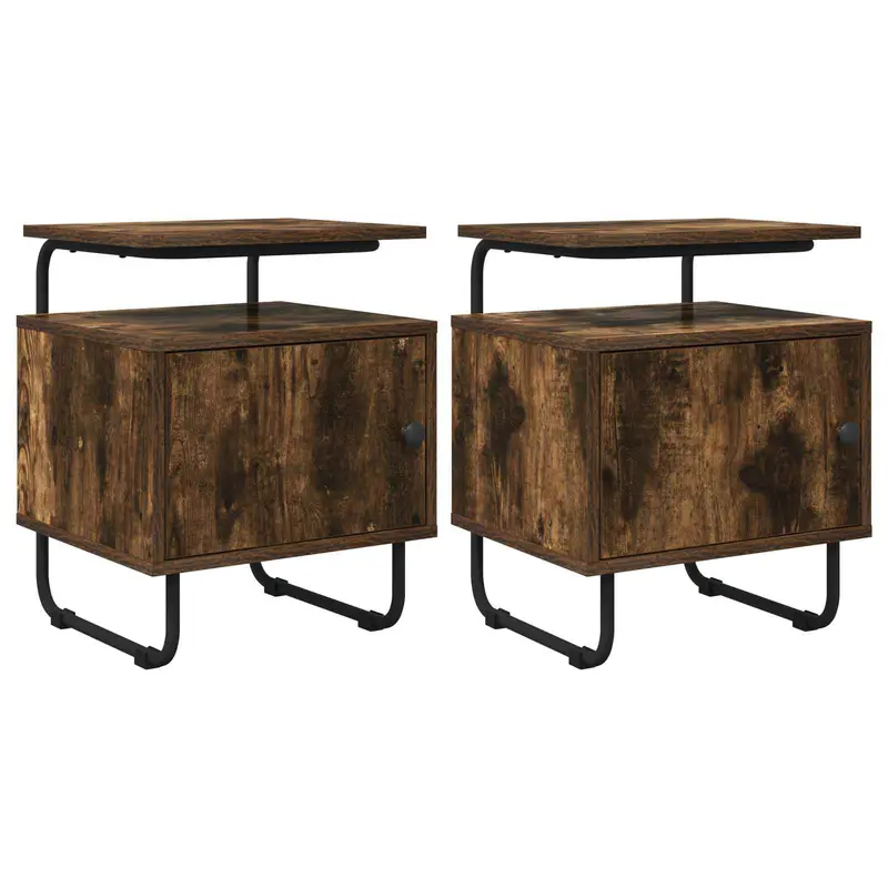 Vidaxl nachtkastje 2 st gerookt eiken 40 x 36,5 x 50 cm bewerkt hout