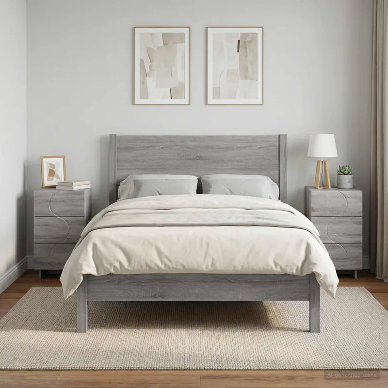 Vidaxl nachtkastje 2 st grijs sonoma 33,5 x 34,5 x 60 cm bewerkt hout