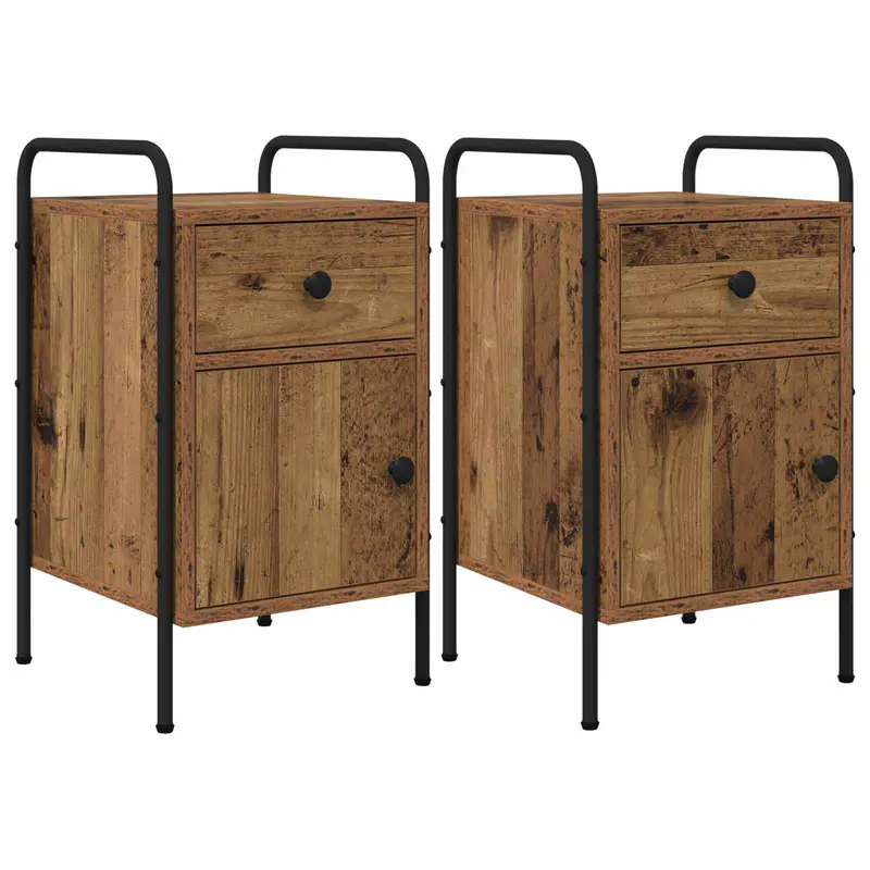 Vidaxl nachtkastje 2 st oud hout 35 x 36,5 x 61 cm bewerkt hout