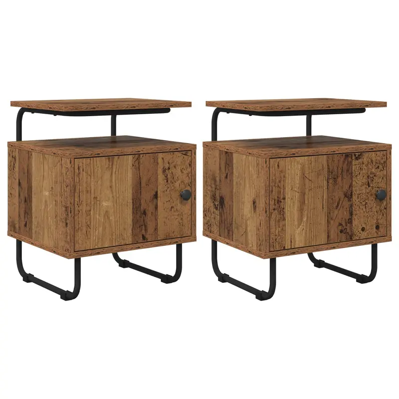 Vidaxl nachtkastje 2 st oud hout 40 x 36,5 x 50 cm bewerkt hout
