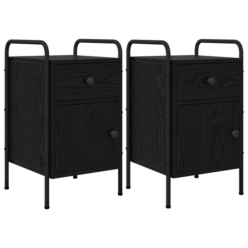 Vidaxl nachtkastje 2 st zwart eiken 35 x 36,5 x 61 cm bewerkt hout