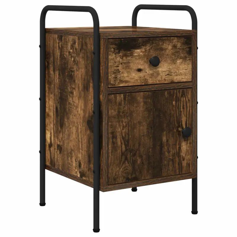 Vidaxl nachtkastje gerookt eiken 35 x 36,5 x 61 cm bewerkt hout