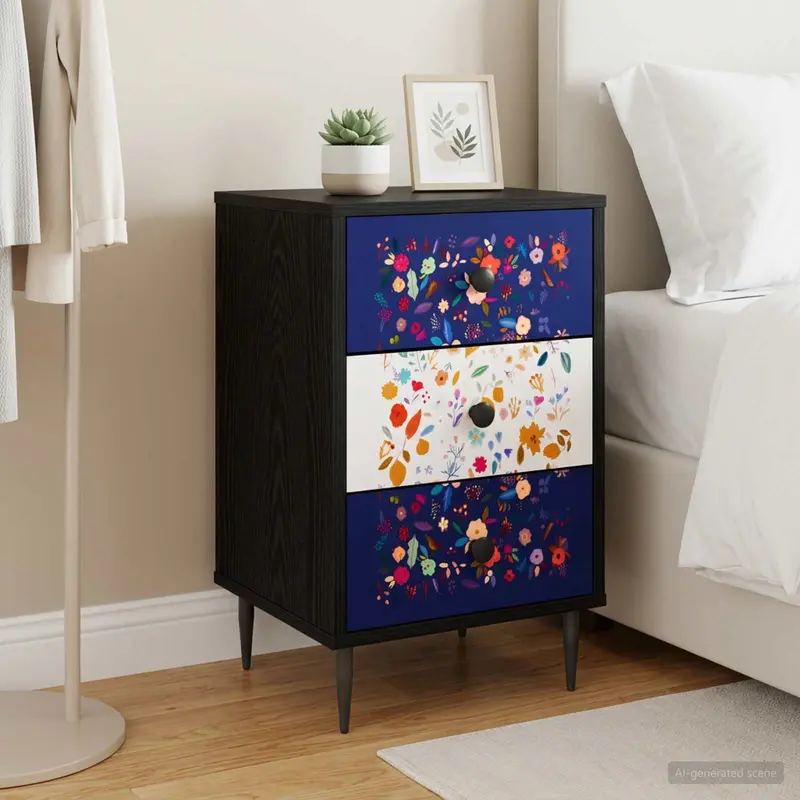 Vidaxl nachtkastje mainz zwart eiken 36 x 33 x 61 cm bewerkt hout