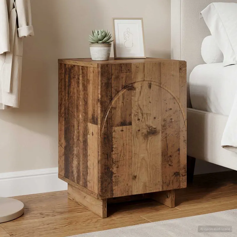 Vidaxl nachtkastje oud hout 33,5 x 34,5 x 50 cm bewerkt hout
