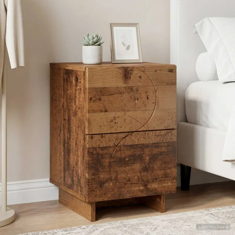 Vidaxl nachtkastje oud hout 33,5 x 34,5 x 50 cm bewerkt hout