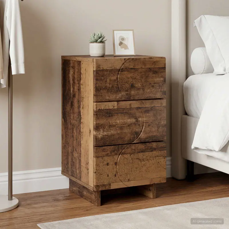 Vidaxl nachtkastje oud hout 33,5 x 34,5 x 60 cm bewerkt hout