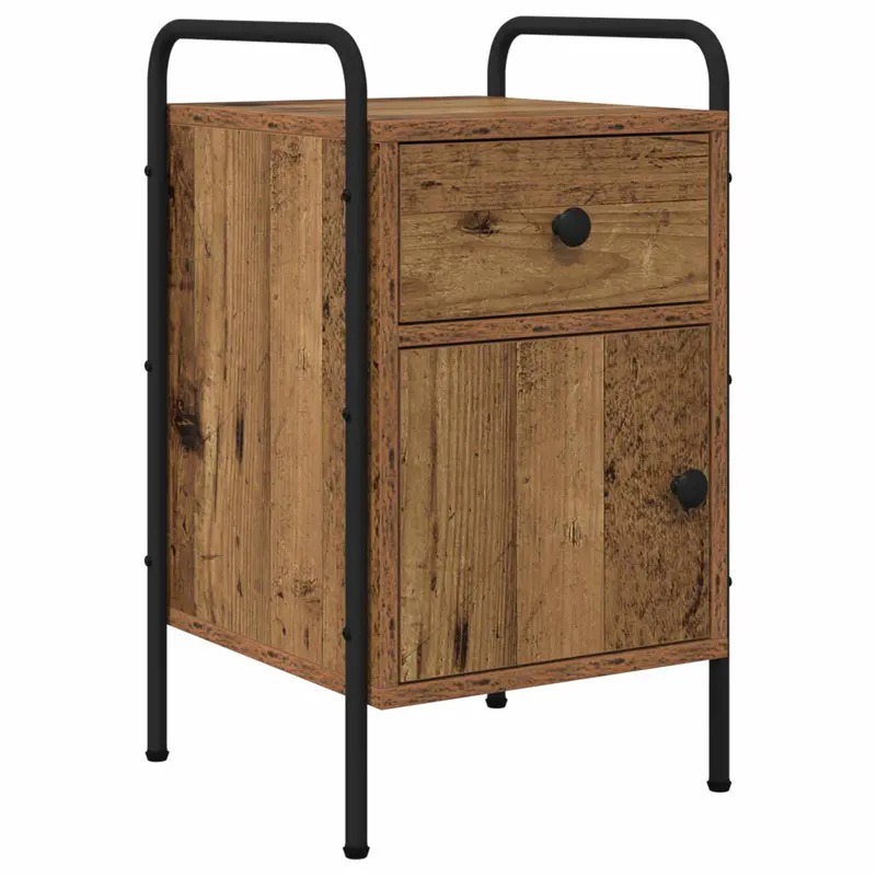 Vidaxl nachtkastje oud hout 35 x 36,5 x 61 cm bewerkt hout