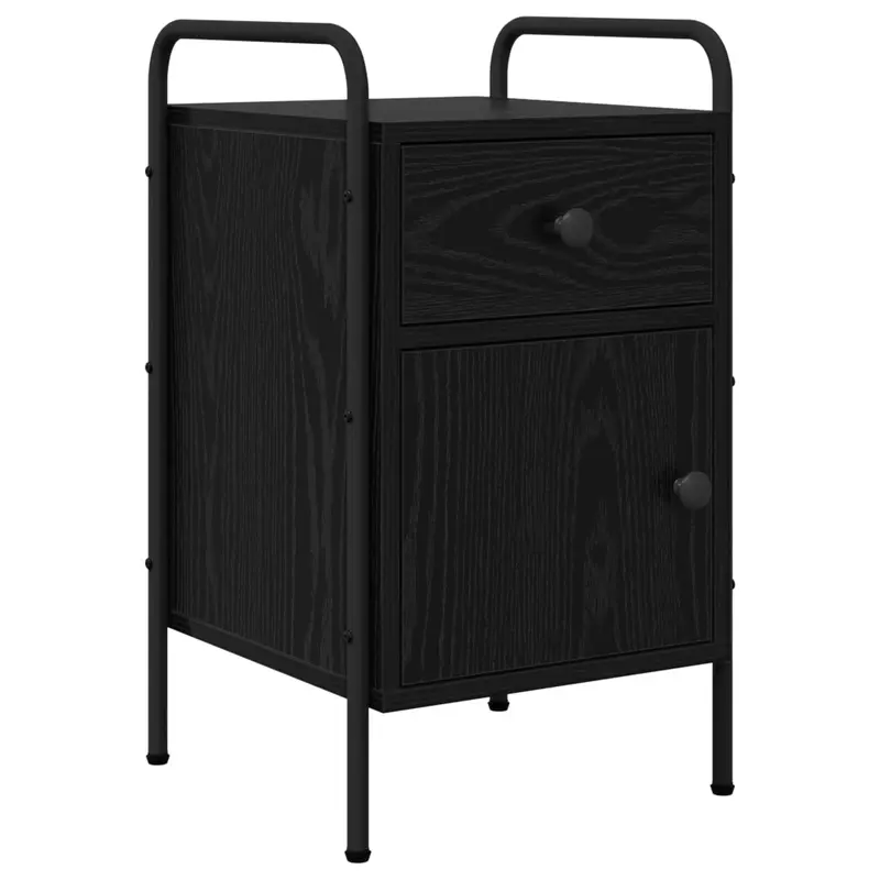 Vidaxl nachtkastje zwart eiken 35 x 36,5 x 61 cm bewerkt hout