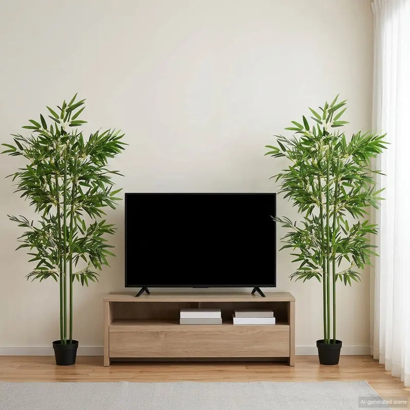 Vidaxl nepp bambo boom 2 st groen 45 x 18 x 175 cm stof en bamboe