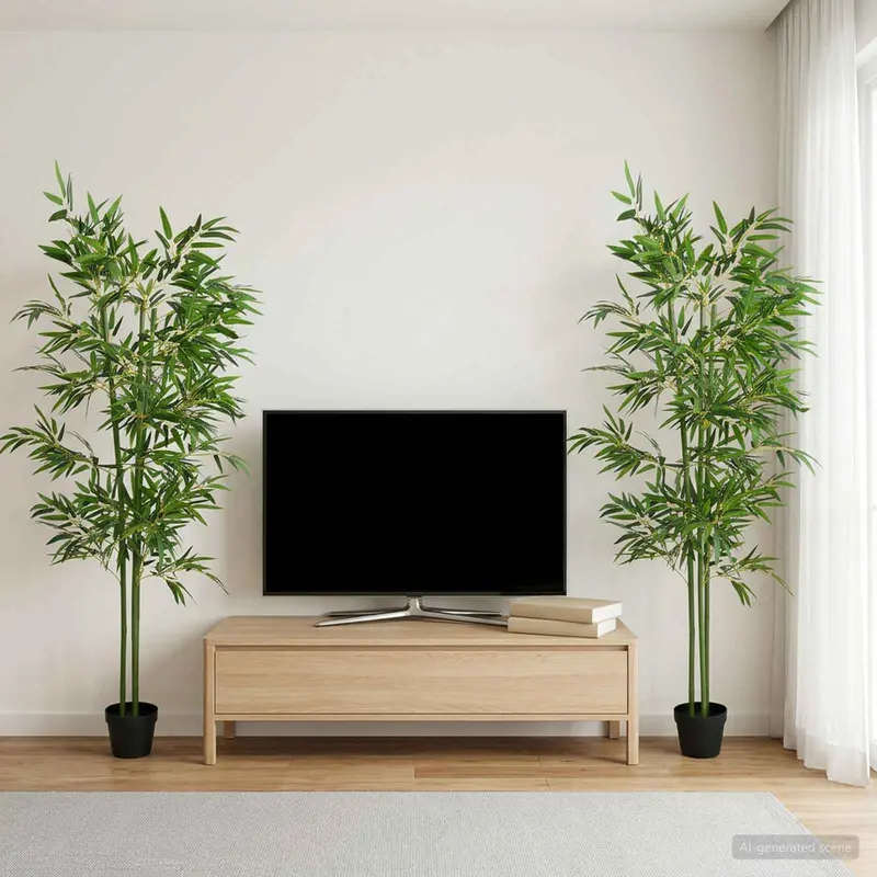 Vidaxl nepp bambo boom 2 st groen 60 x 18 x 190 cm stof en bamboe