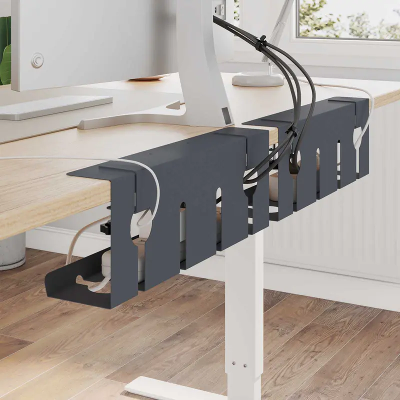 Vidaxl onder bureaublad kabelmanagement tray 2 st antracietkleurig