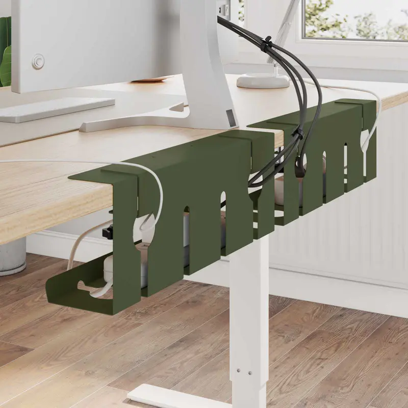 Vidaxl onder bureaublad kabelmanagement tray 2 st olijfgroen