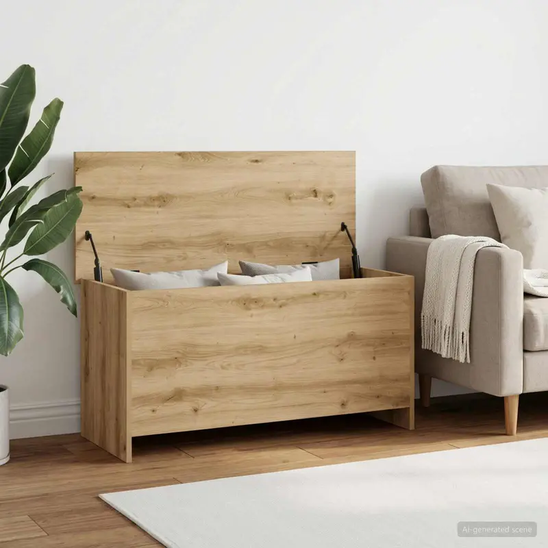 Vidaxl opbergkist artisanaal eiken 100 x 40 x 50 cm bewerkt hout