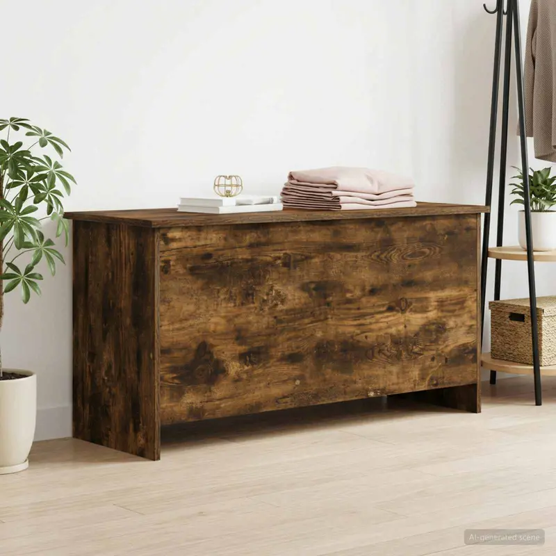 Vidaxl opbergkist gerookt eiken 100 x 40 x 50 cm bewerkt hout
