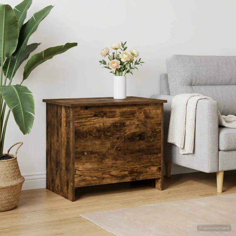 Vidaxl opbergkist gerookt eiken 60 x 40 x 50 cm bewerkt hout