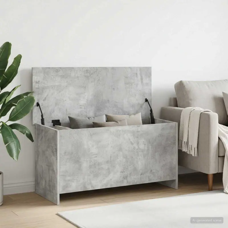 Vidaxl opbergkist met opslag betongrijs 100 x 40 x 50 cm bewerkt hout
