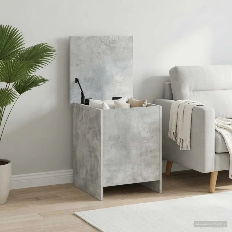 Vidaxl opbergkist met opslag betongrijs 40 x 40 x 50 cm bewerkt hout
