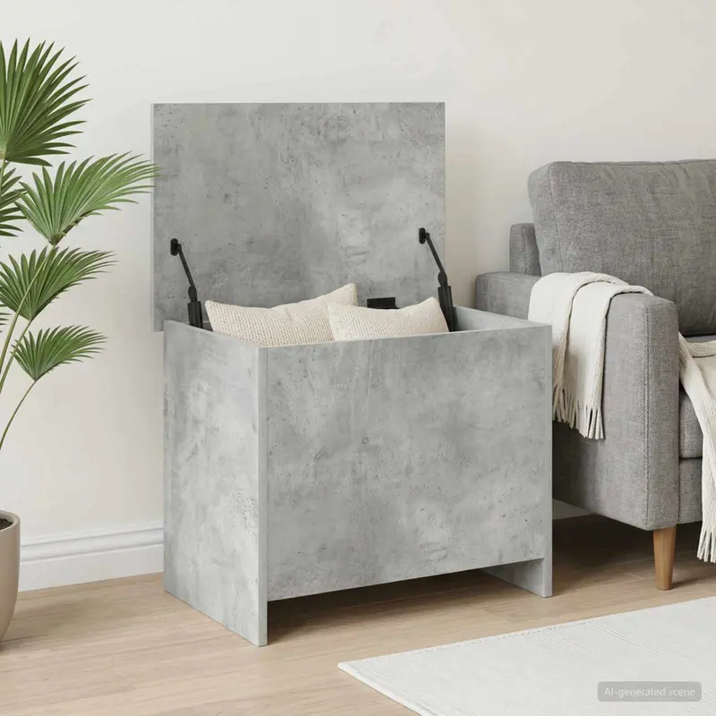 Vidaxl opbergkist met opslag betongrijs 60 x 40 x 50 cm bewerkt hout