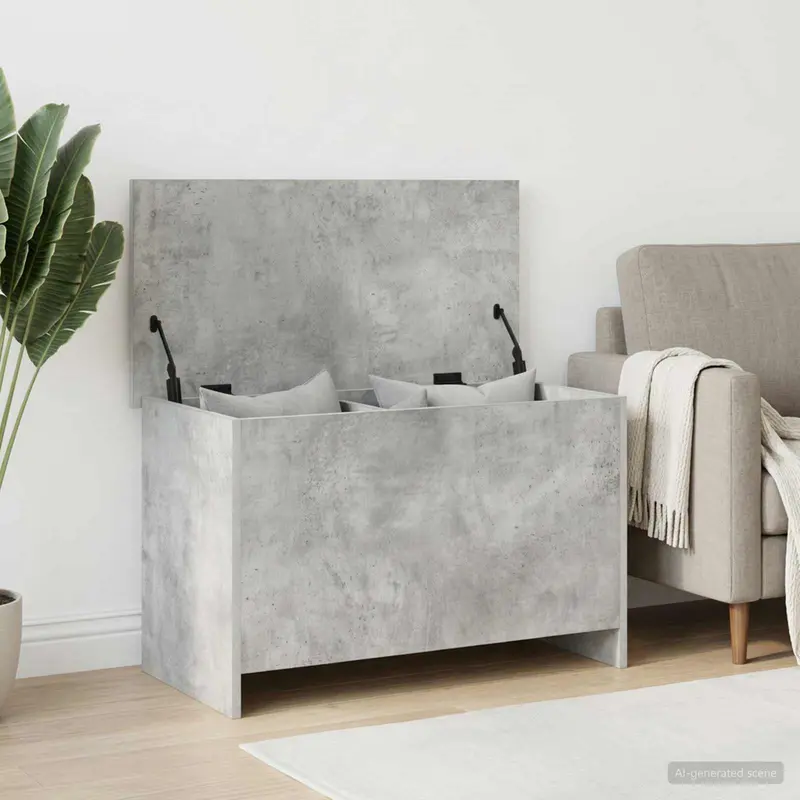 Vidaxl opbergkist met opslag betongrijs 80 x 40 x 50 cm bewerkt hout