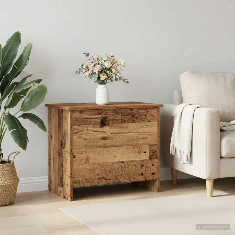 Vidaxl opbergkist met opslag oud hout 60 x 40 x 50 cm bewerkt hout