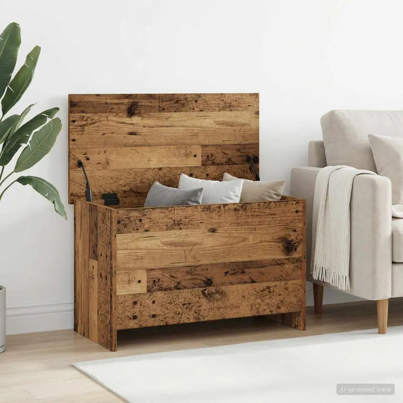 Vidaxl opbergkist met opslag oud hout 80 x 40 x 50 cm bewerkt hout