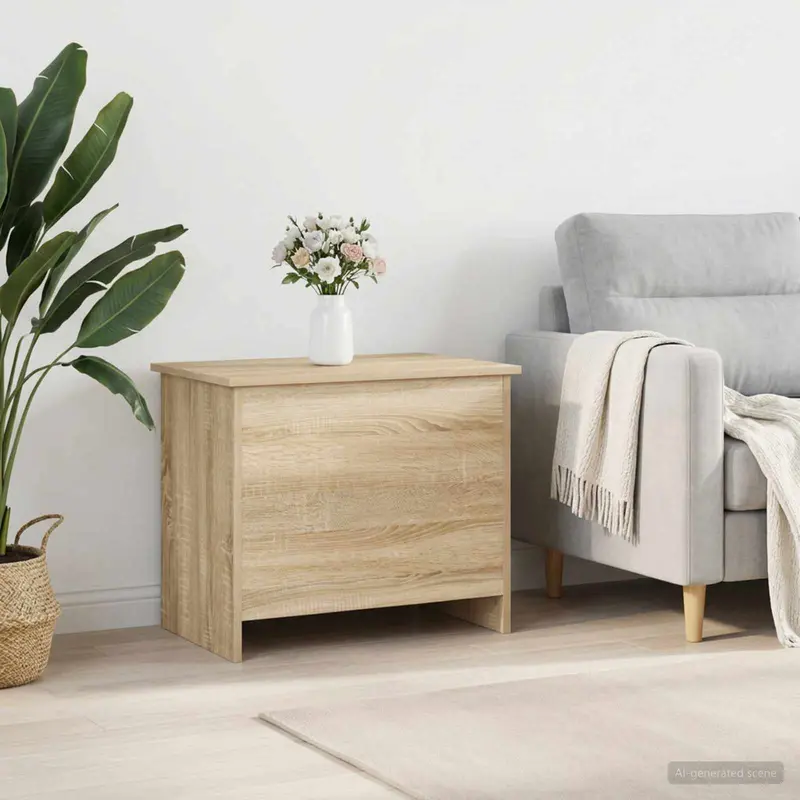 Vidaxl opbergkist met opslag sonoma eiken 60 x 40 x 50 cm bewerkt hout