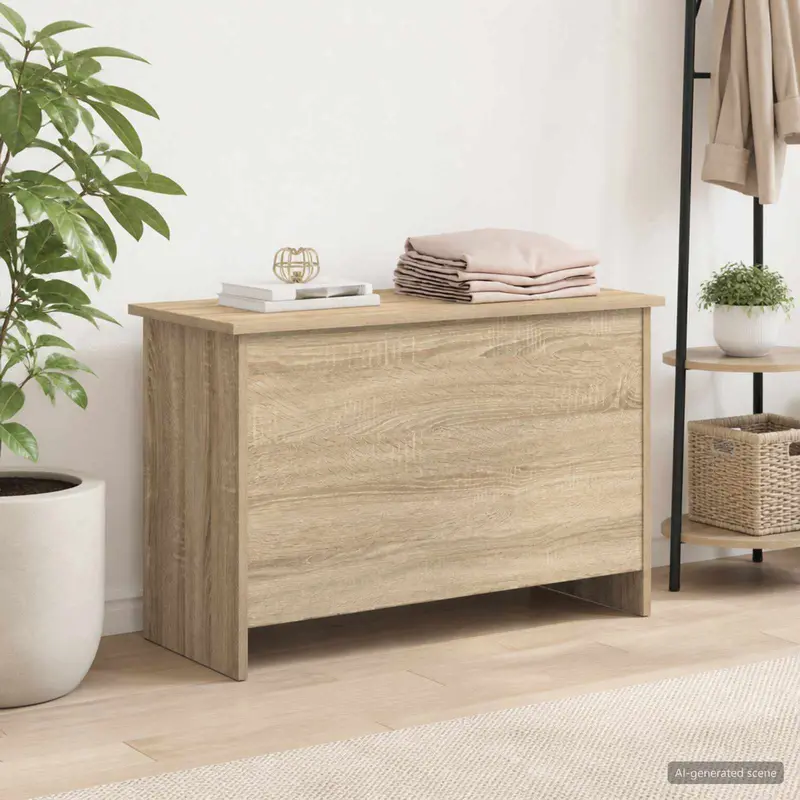 Vidaxl opbergkist met opslag sonoma eiken 80 x 40 x 50 cm bewerkt hout