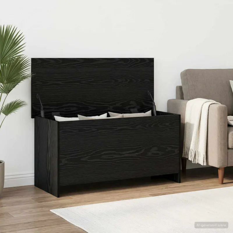 Vidaxl opbergkist met opslag zwart eiken 100 x 40 x 50 cm bewerkt hout