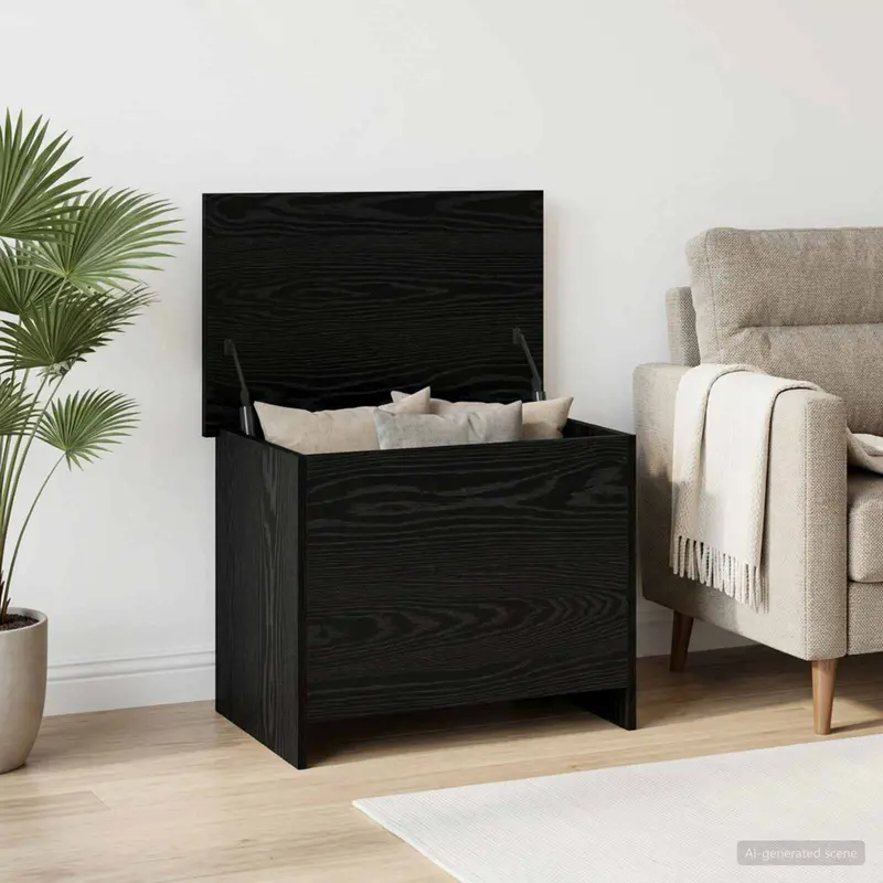 Vidaxl opbergkist met opslag zwart eiken 60 x 40 x 50 cm bewerkt hout