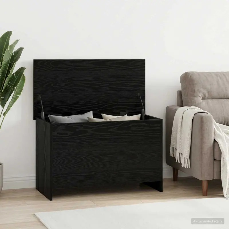 Vidaxl opbergkist met opslag zwart eiken 80 x 40 x 50 cm bewerkt hout
