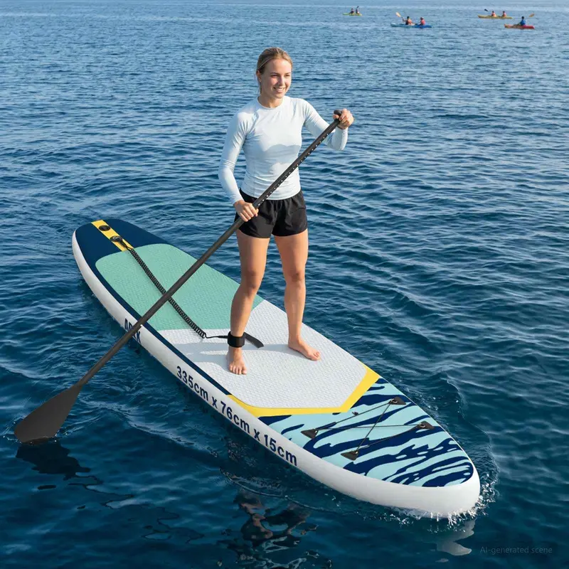 Vidaxl opblaasbaar stand up paddle board apex 335 x 76 x 15 cm blauw