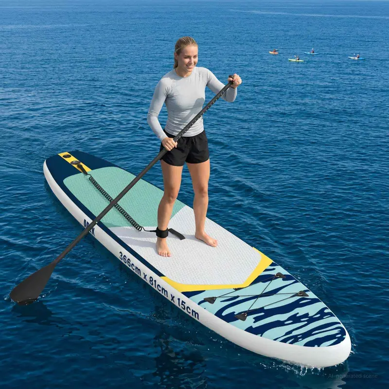 Vidaxl opblaasbaar stand up paddle board apex 366 x 81 x 15 cm blauw