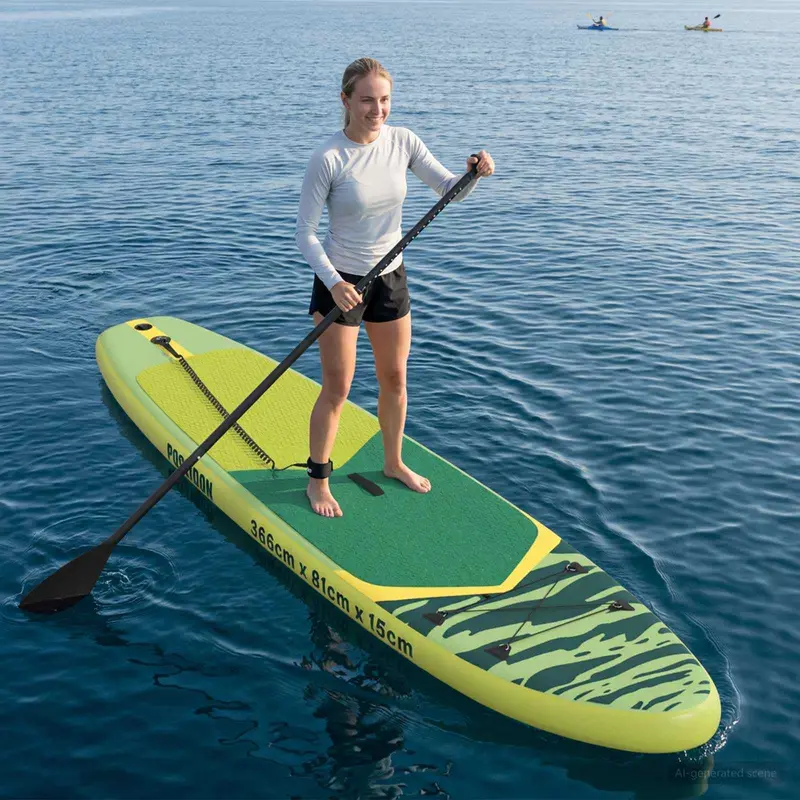 Vidaxl opblaasbaar stand up paddle board poseidon 366 x 81 x 15 cm