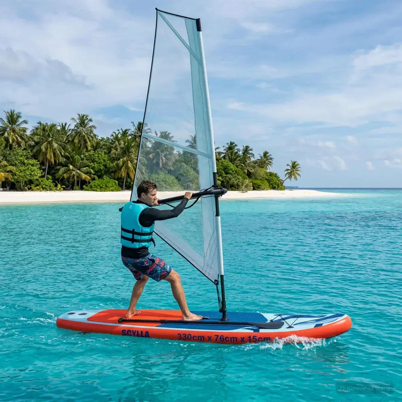 Vidaxl opblaasbaar sup board met zeil scylla 330 x 76 x 15 cm blauw