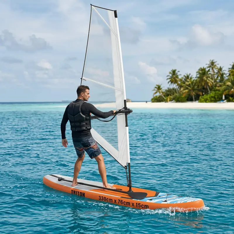 Vidaxl opblaasbaar sup board met zeil triton 330 x 76 x 15 cm blauw