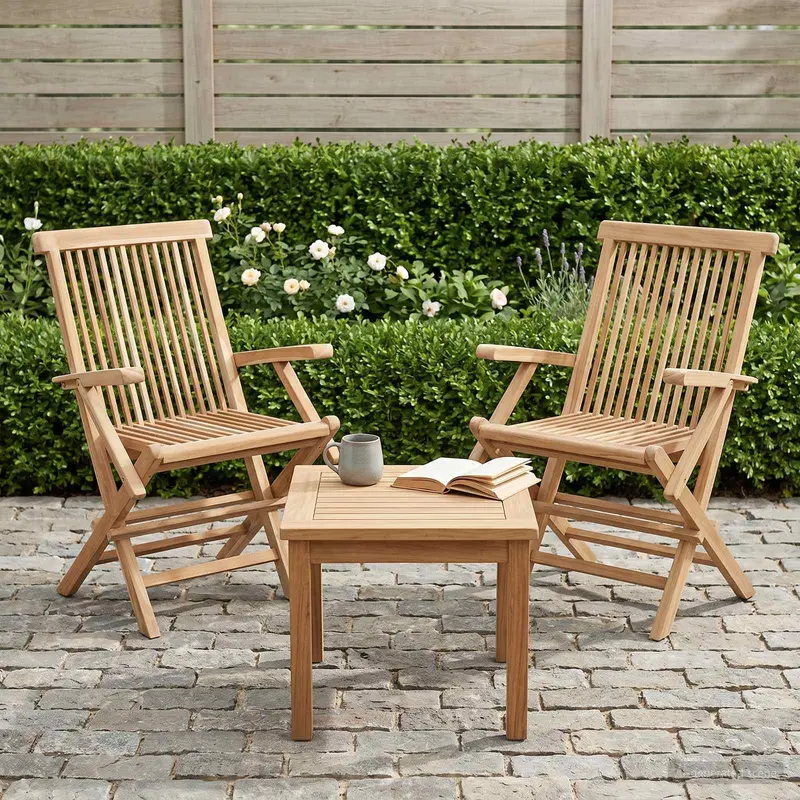 Vidaxl opvouwbare tuinstoel 2 st naturel massief teakhout