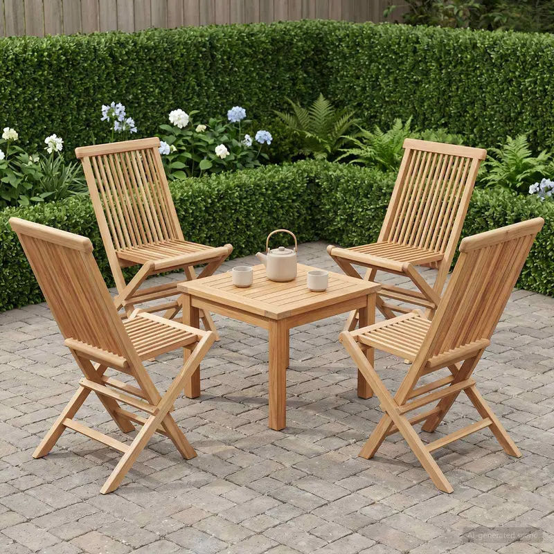 Vidaxl opvouwbare tuinstoel 4 st naturel massief teakhout
