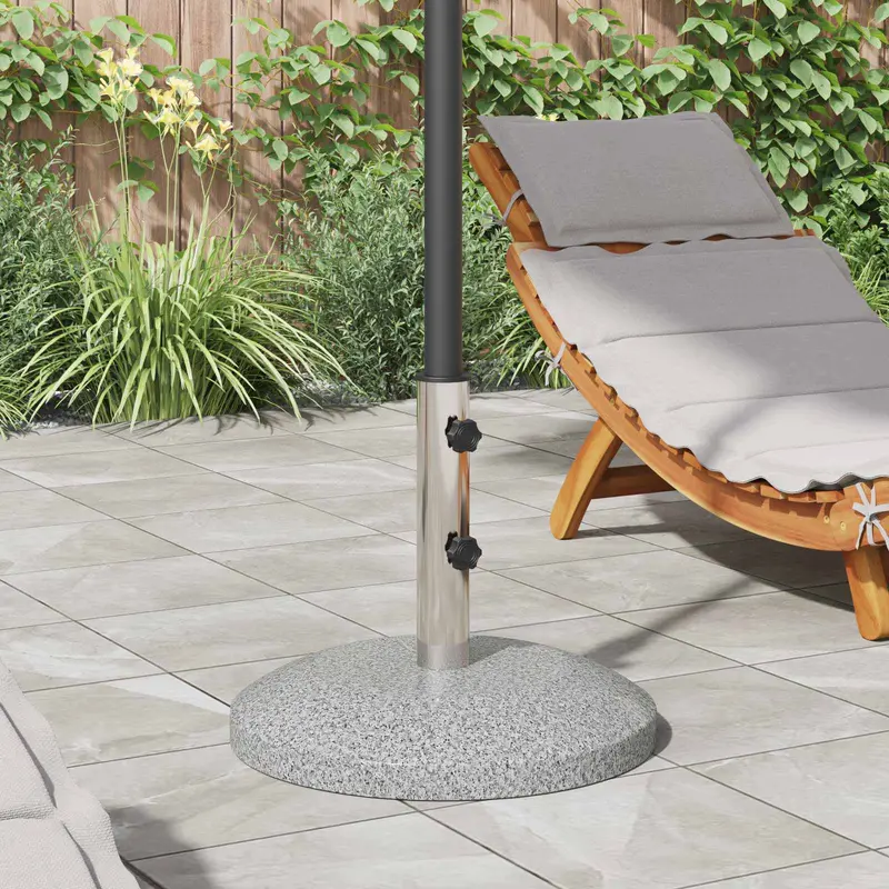 Vidaxl parasolvoet voor 40-50 mm paal 26.45 kg grijs graniet en rvs