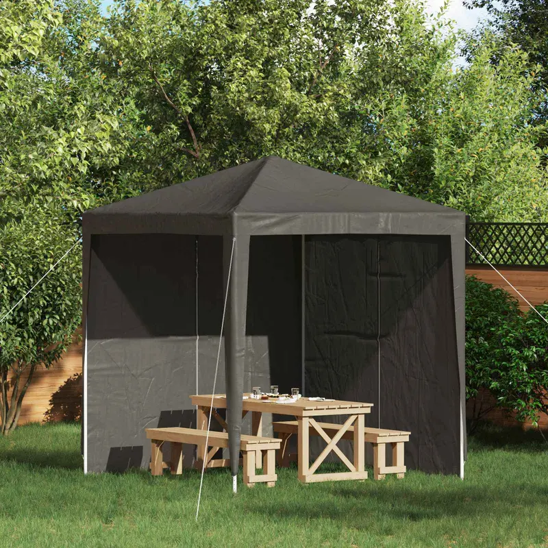 Vidaxl party tent zijwand 2 st 200 x 195 cm antraciet pe en staal
