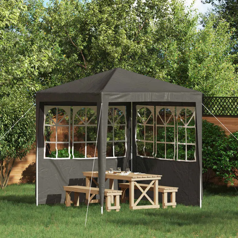 Vidaxl party tent zijwand 2 st 200 x 195 cm antraciet pe en staal