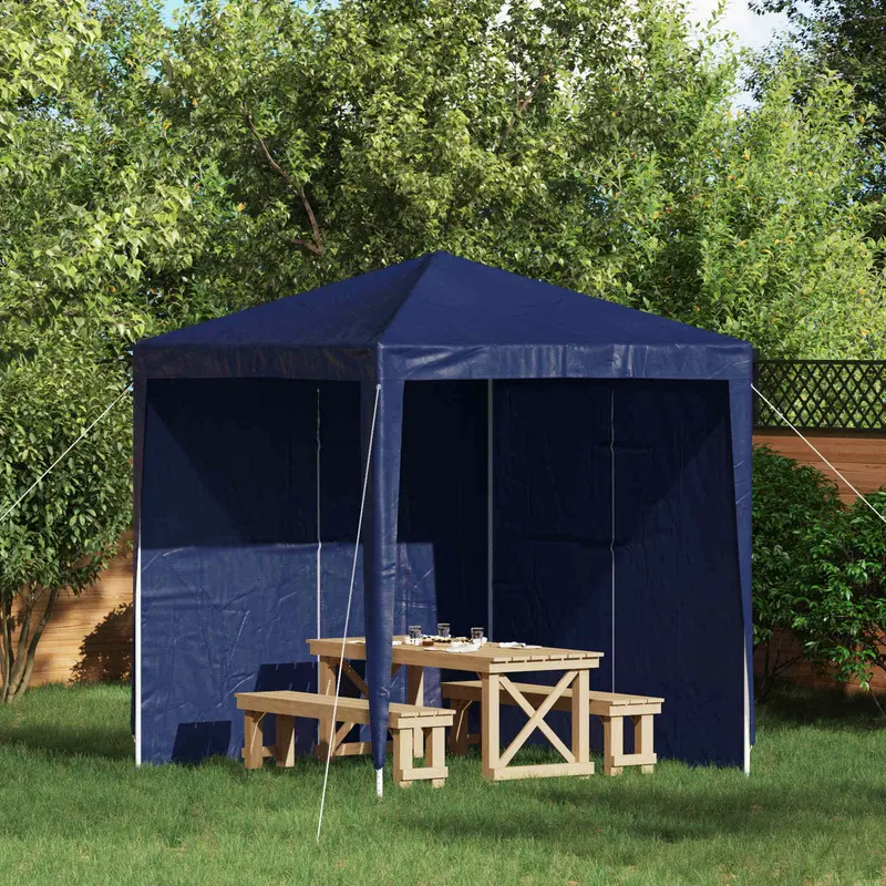 Vidaxl party tent zijwand 2 st 200 x 195 cm blauw pe en staal