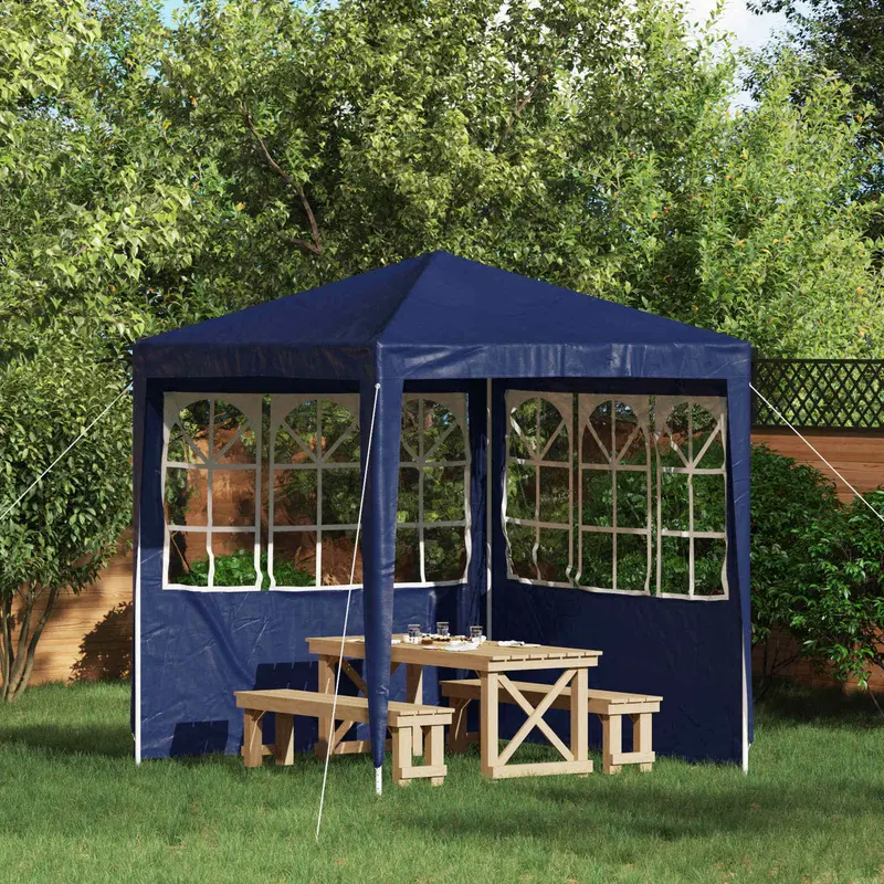 Vidaxl party tent zijwand 2 st 200 x 195 cm blauw pe en staal