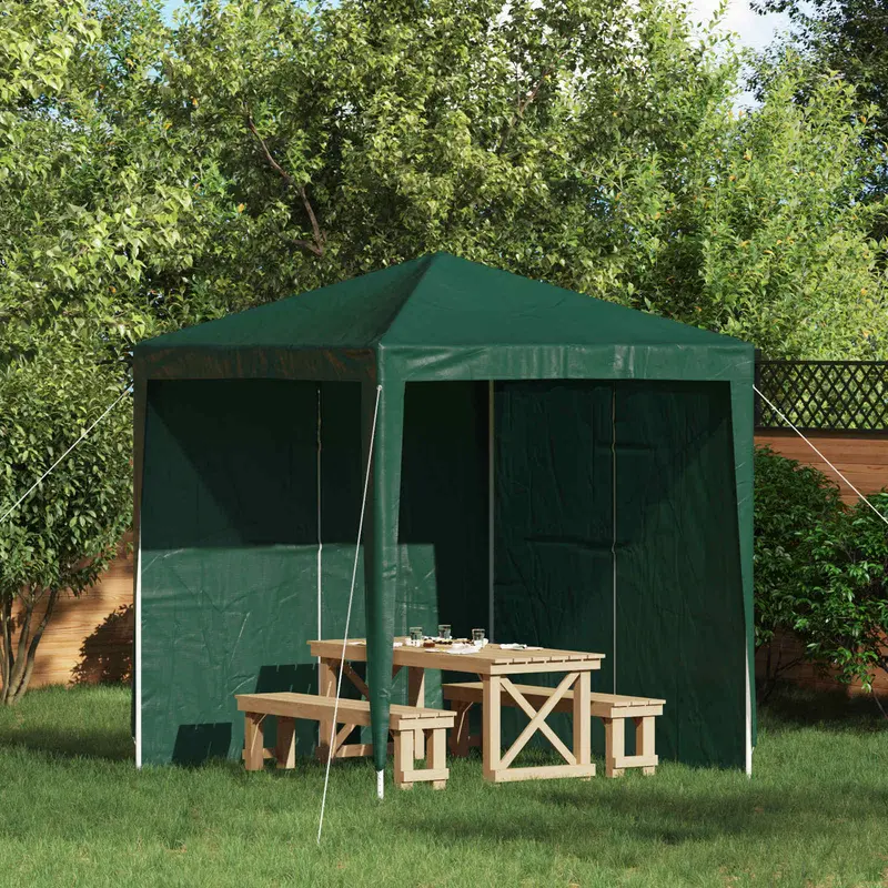 Vidaxl party tent zijwand 2 st 200 x 195 cm groen pe en staal