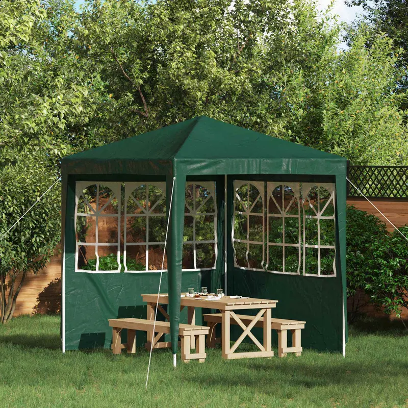 Vidaxl party tent zijwand 2 st 200 x 195 cm groen pe en staal
