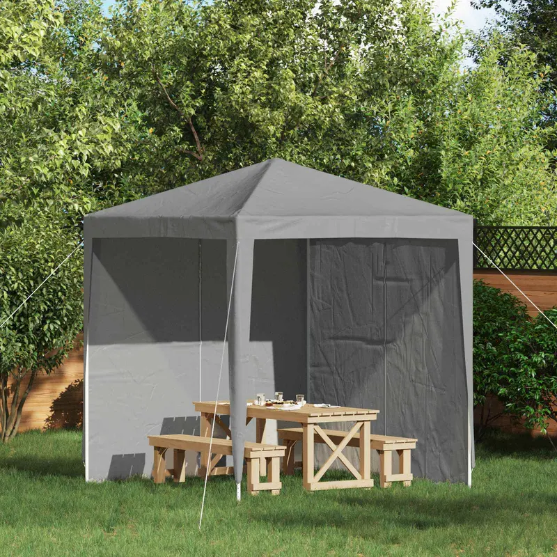 Vidaxl party tent zijwand 2 st 200 x 195 cm lichtgrijs pe en staal