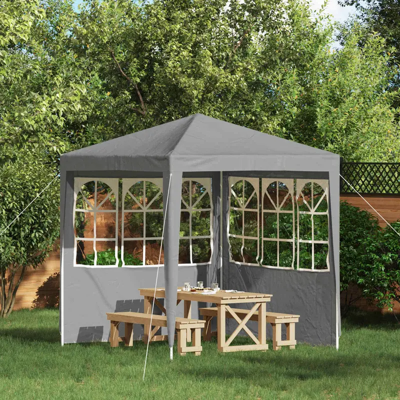 Vidaxl party tent zijwand 2 st 200 x 195 cm lichtgrijs pe en staal