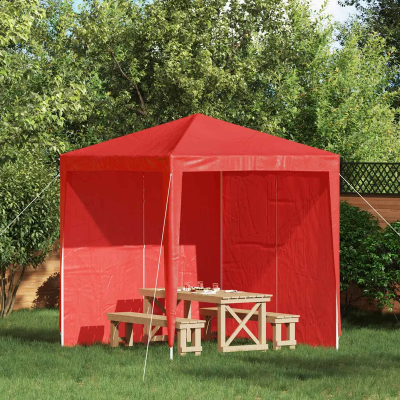 Vidaxl party tent zijwand 2 st 200 x 195 cm rood pe en staal